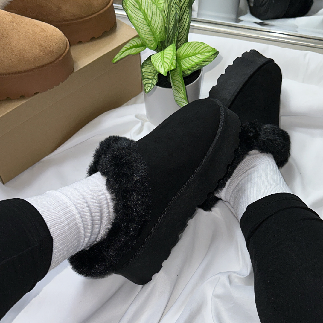 So Fluffy Slippers-Black
